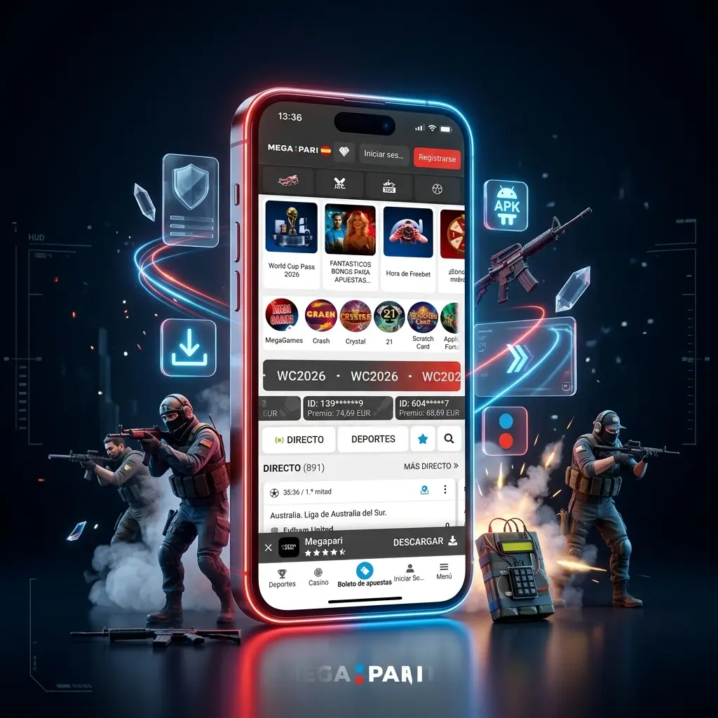 Apuestas a CS2 en la app móvil de Megapari con cuotas, mercados y calendario de torneos actualizados