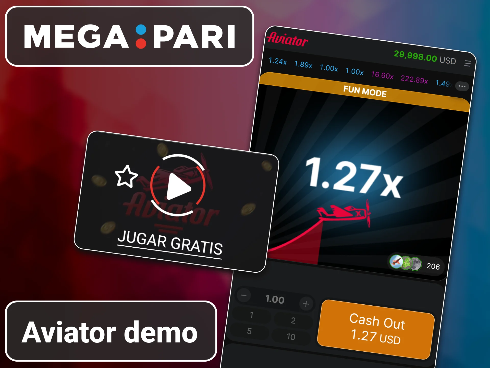 Modo de prueba gratuito del crash game Aviator en MegaPari.
