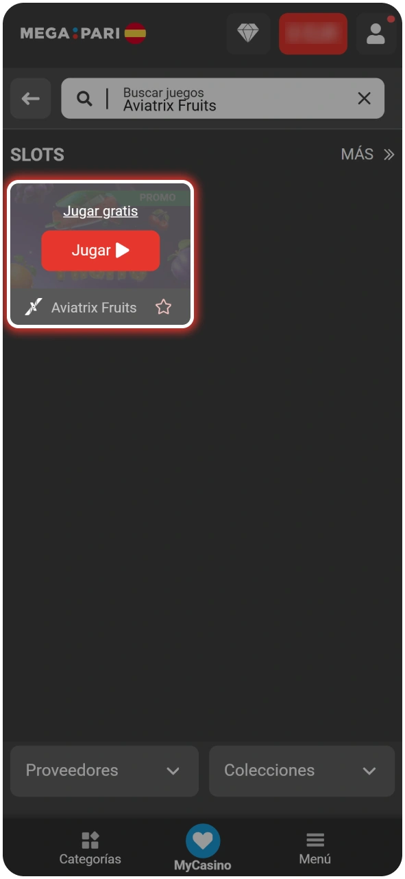 Pasos para iniciar una partida de Aviatrix Fruits en MegaPari.