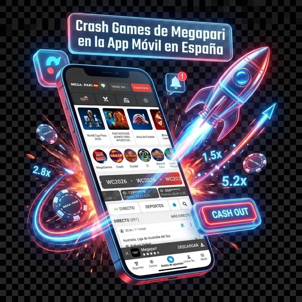 Crash games de Megapari en la app móvil: Aviator, JetX y Spaceman con cash out manual y automático desde 0,10 EUR