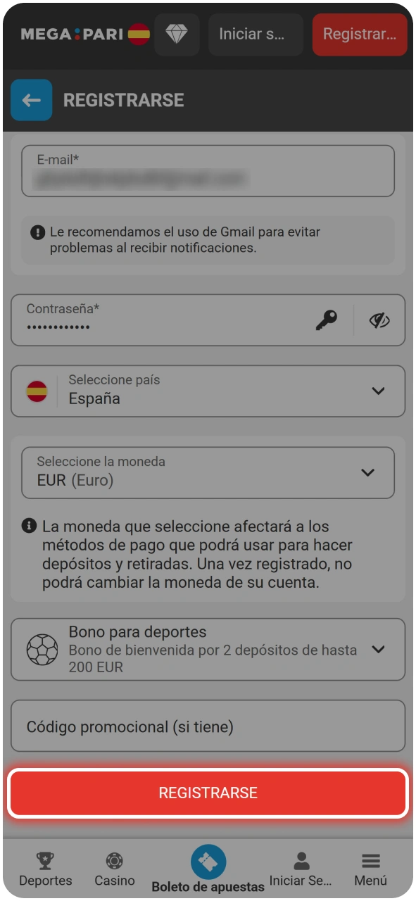 Pasos para crear una cuenta y jugar Doodle Crash en MegaPari.