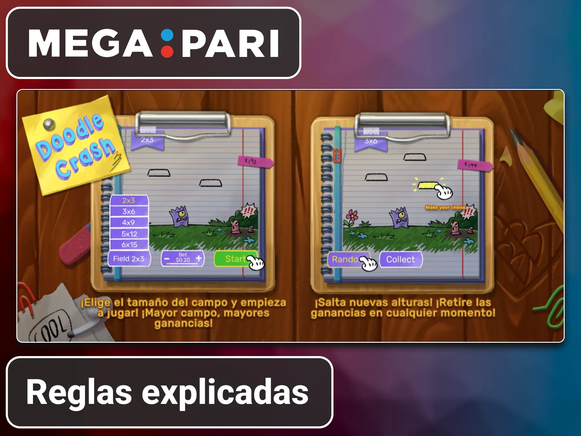 Explicación detallada de las reglas de Doodle Crash en MegaPari.