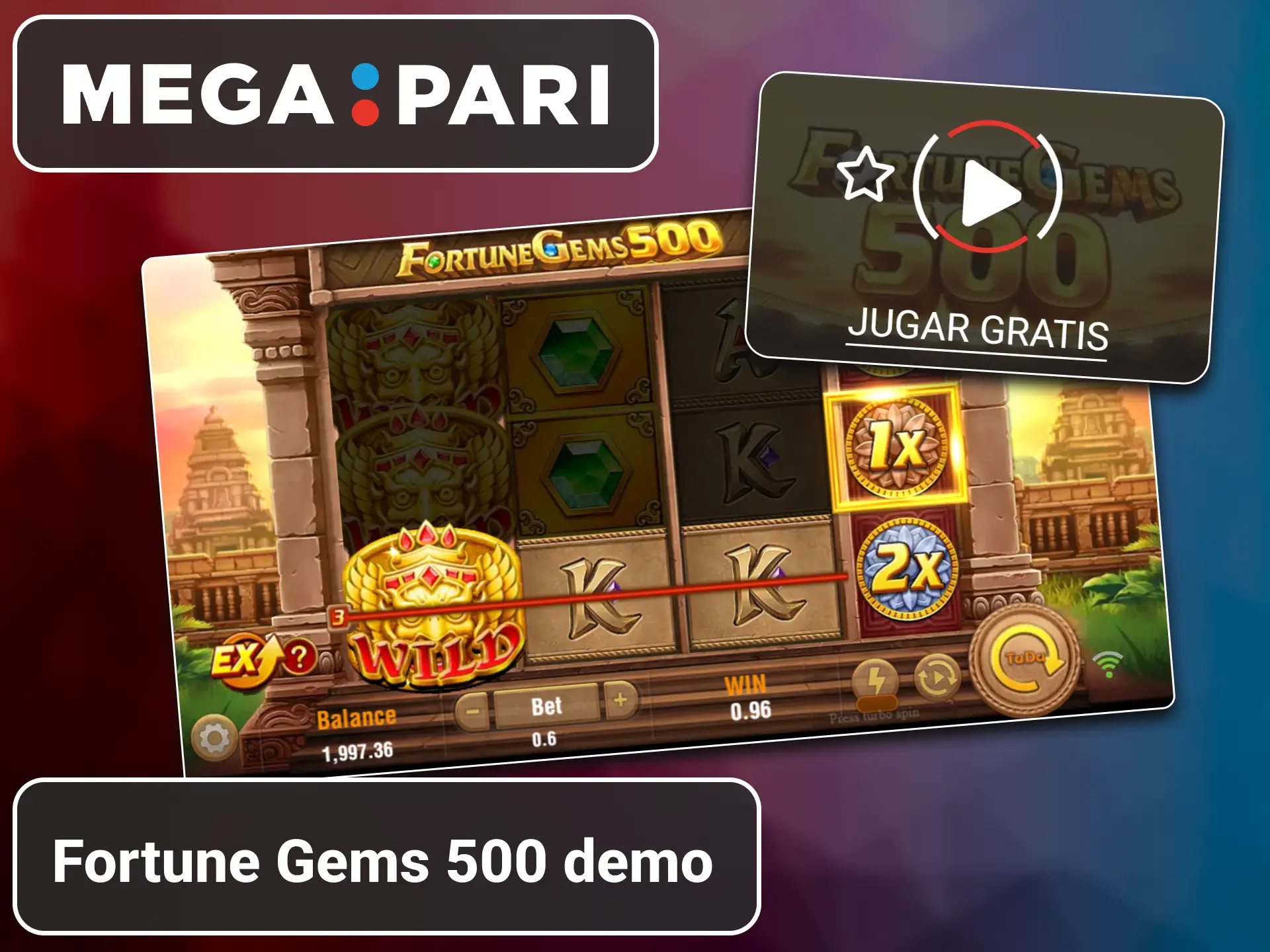 Versión de prueba del juego Fortune Gems 500 disponible en MegaPari.