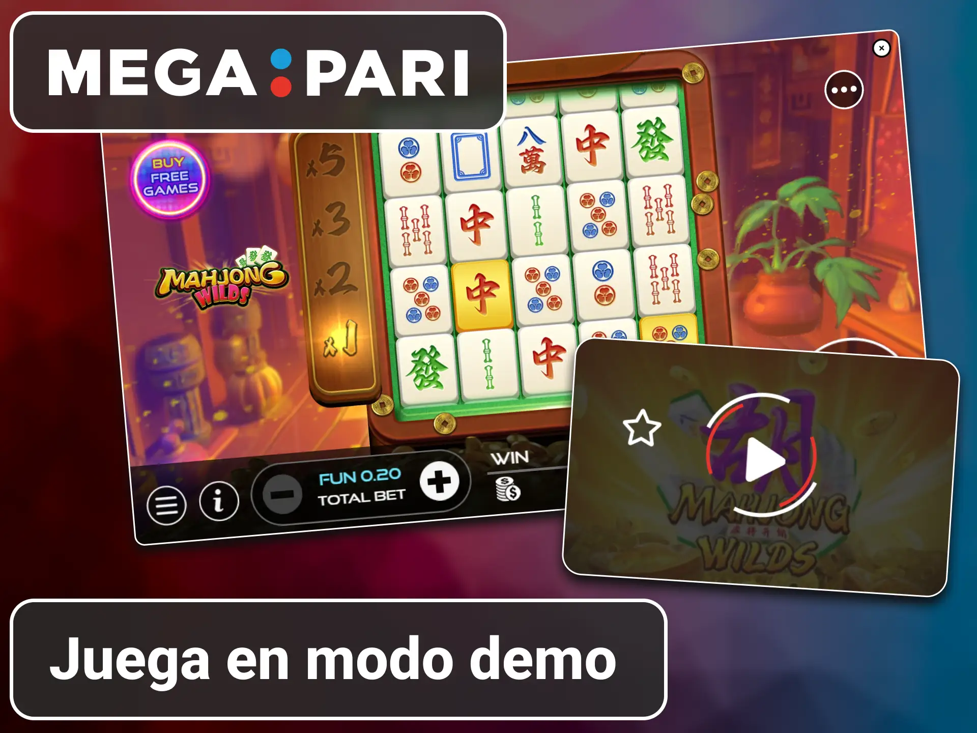 Versión de demostración gratuita del título Mahjong Wilds en MegaPari.