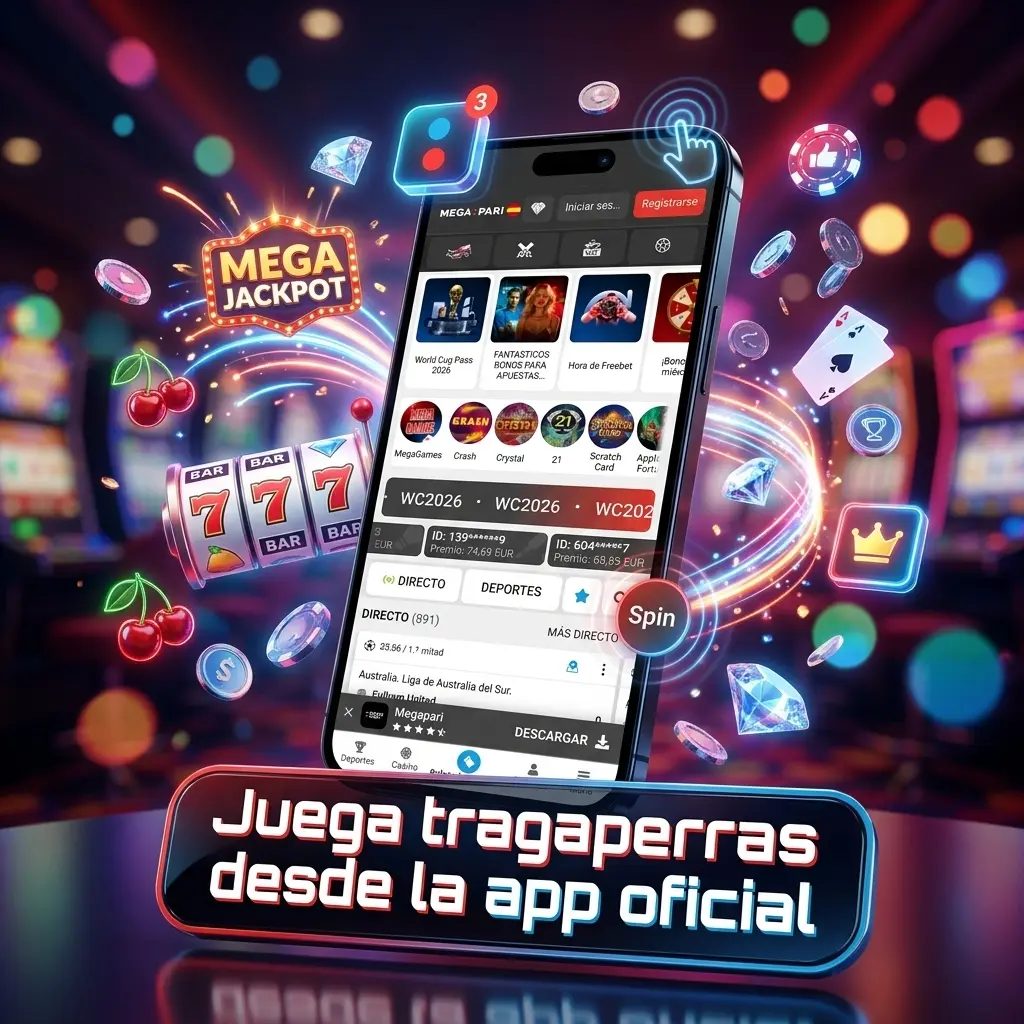 Tragaperras en la app oficial de Megapari para Android e iOS con filtros por volatilidad, RTP y modo demo o dinero real