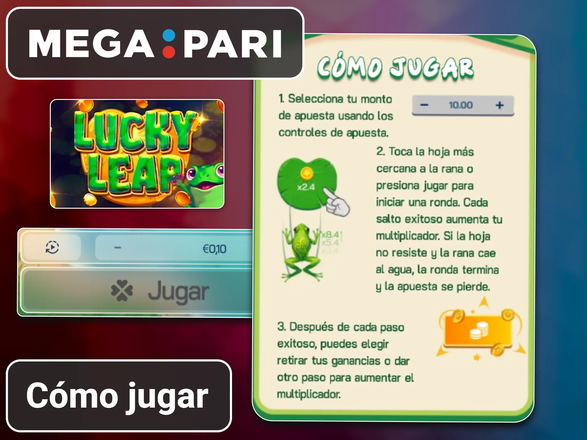 Explicación de las reglas para jugar Salto de la Suerte en MegaPari.